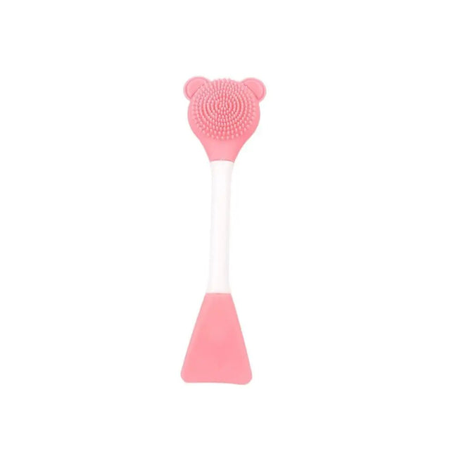 Brosse double face en silicone pour masque facial en forme d'ours - Outil de soin de la peau réutilisable