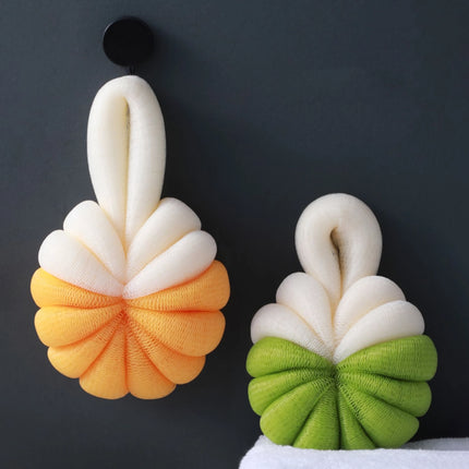 Bonitas bolas de malla de esponja de baño con forma de calabaza