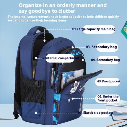 Sac à dos en nylon pour enfants et hommes, cartable en tissu Oxford pour écoliers du primaire Spaceman