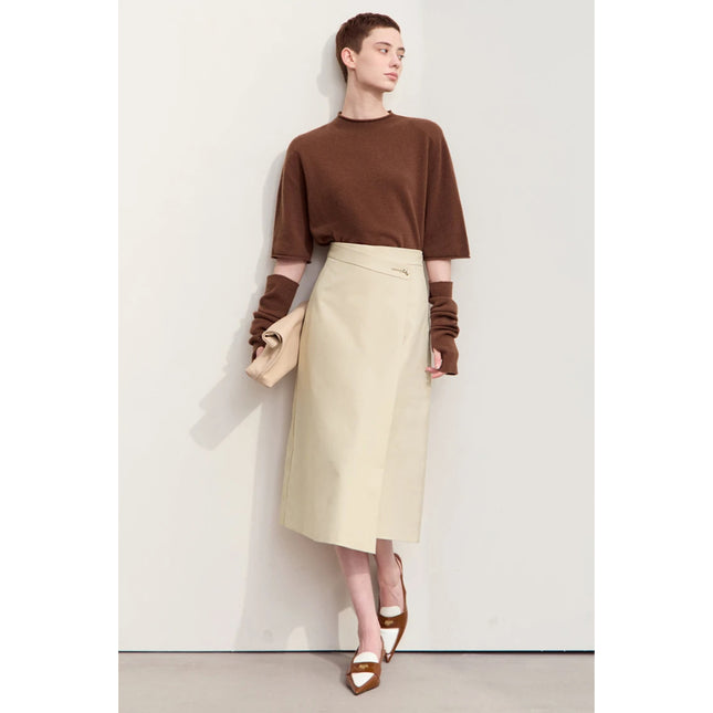 Elegante falda larga en forma de A con decoración de metal con aroma a rosas para otoño