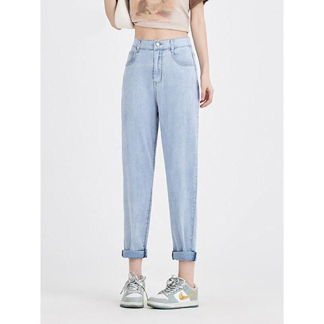 Jean Harem taille haute décontracté bleu clair
