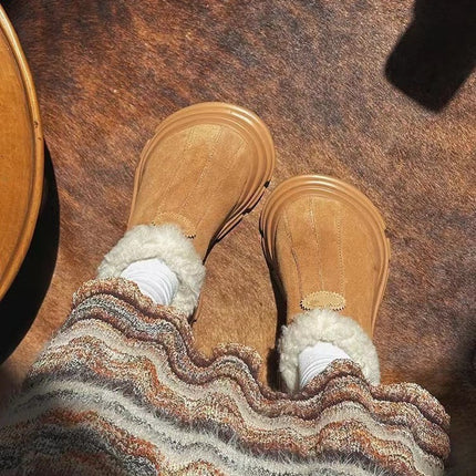 Botas de nieve con plataforma integrada de piel para mujer