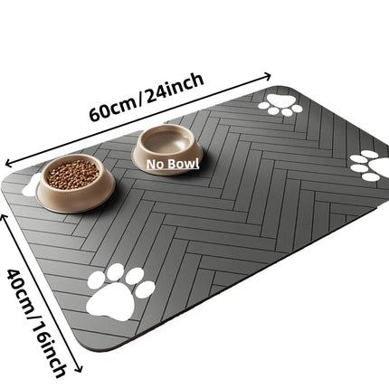 Tapis d'alimentation absorbant pour animaux de compagnie avec support en caoutchouc imperméable