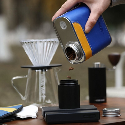 Airtight Metal Coffee & Tea Canister with Portable Filter Paper Storage - Essential Camping Companion