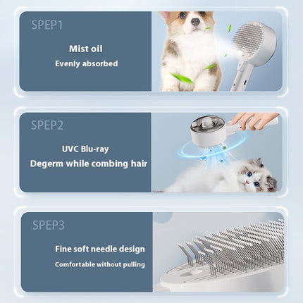 Peigne vaporisateur pour toilettage d'animaux avec protection UV et épilation en un clic