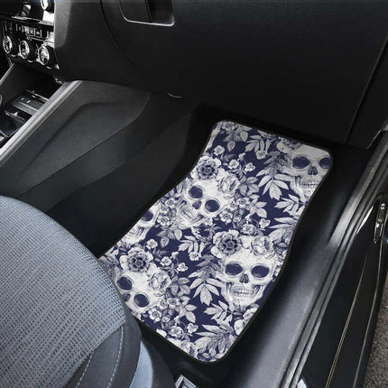 Chic Skull Floral Car Floor Mats - Wnkrs