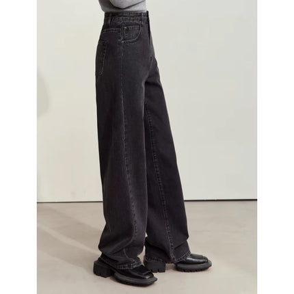 Pantalones vaqueros de algodón de pierna ancha minimalistas para mujer