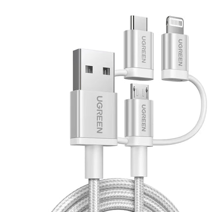 Cable de carga rápida 3 en 1 USB-C a Lightning y Micro USB