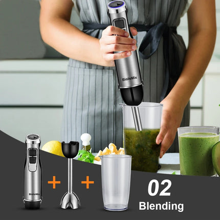 1200W 4-in-1 Immersion Hand Blender with Attachments for Chopping and Smoothies