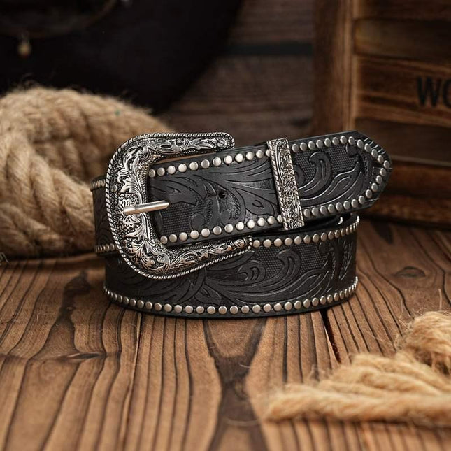 Cinturón de cuero estilo vaquero occidental