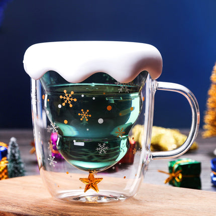 Double-layer Glass Christmas Tree Star Wish Cup High-temperature Resistant Glass Water Cup - Wnkrs