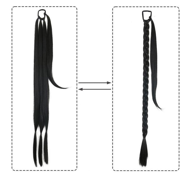 Extensión de cabello sintético trenzado para cola de caballo