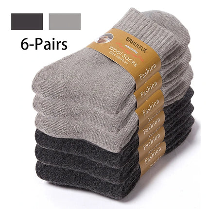 6 paires de chaussettes d'hiver en laine super épaisses