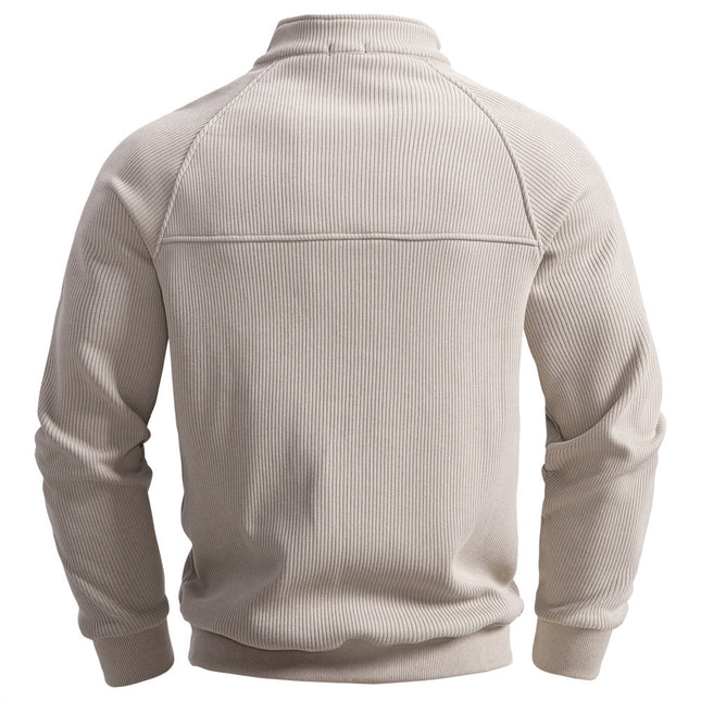 Pull homme en polaire polyvalente, col montant, demi-zip, style européen et américain