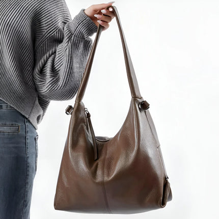 Sac à bandoulière en cuir véritable de grande capacité