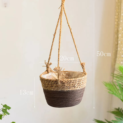 Charmant panier à fleurs suspendu en corde de jute pour décoration intérieure et extérieure