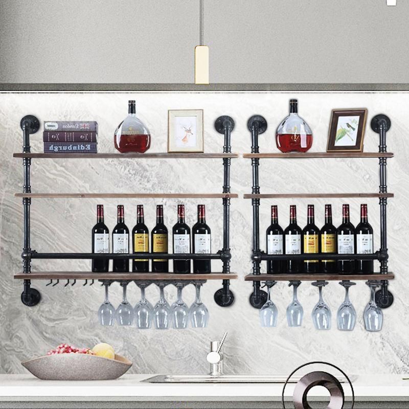 Industrial Pipe & Wood Wine Rack