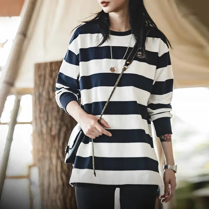 Vintage Oversize Stripe Long Sleeve T-Shirts