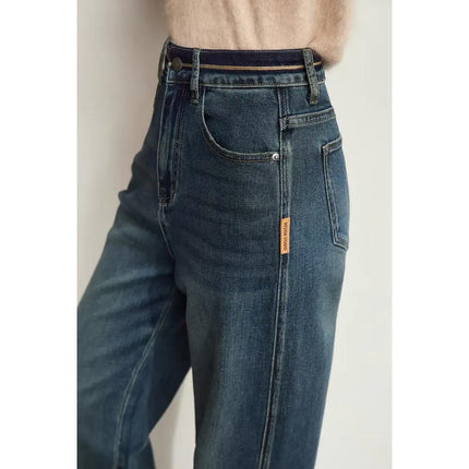 Pantalon en jean rétro à jambe large pour femme