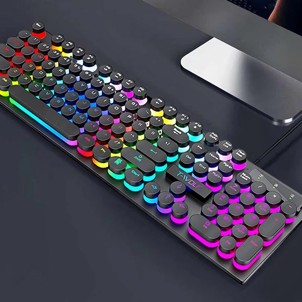 Teclado mecánico con cable iluminado para computadoras de escritorio y portátiles