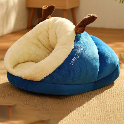 Warm Small Dog Kennel Bed - Cozy Slippers Shaped Pet House