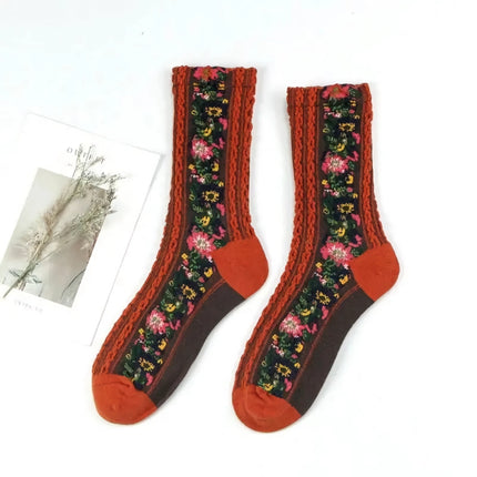 Chaussettes amusantes à fleurs Harajuku pour femmes