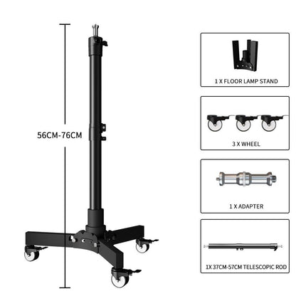 Multi-Purpose Photography Floor Light Stand with Casters and Adjustable Height - Wnkrs