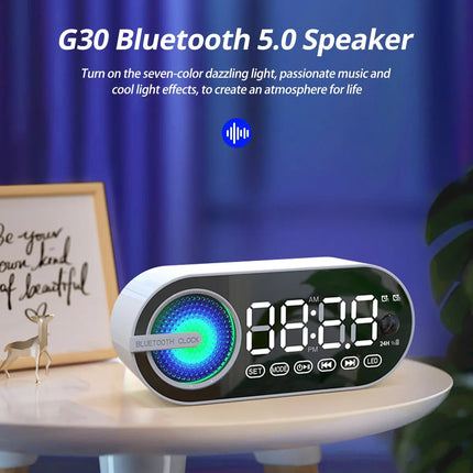 Wireless Bluetooth Speaker Alarm Clock with RGB LED, 3D Surround Sound, and Large Display