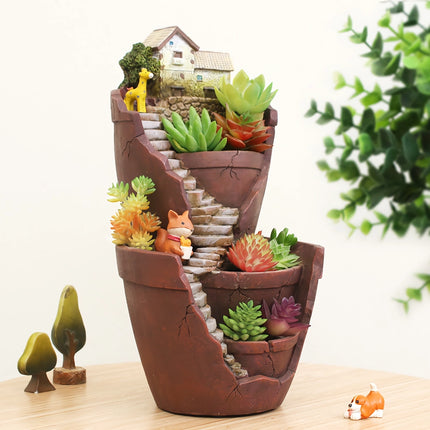 Jardinière en résine pour plantes succulentes de style ferme créatif - Décoration d'intérieur de jardin de fées