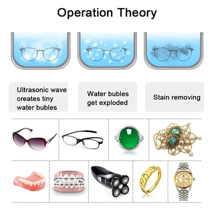 Limpiador ultrasónico de joyas de 750 ml con 5 temporizadores para gafas, relojes y más