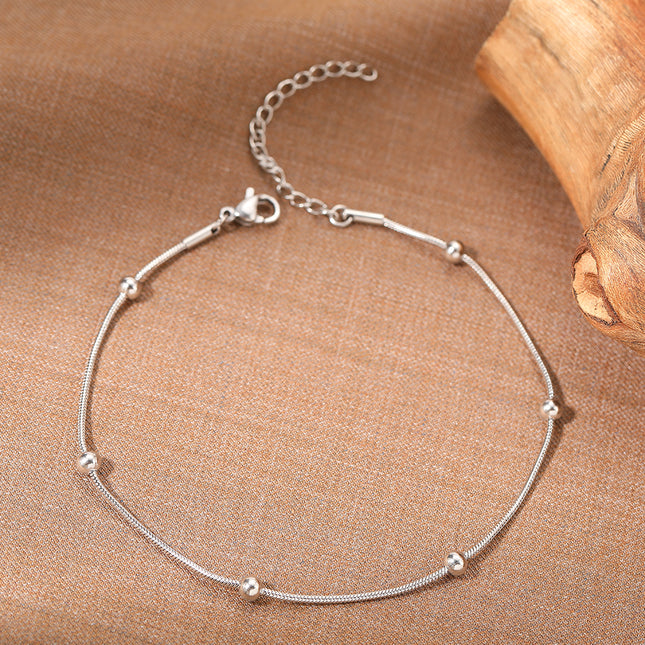 Stainless Steel Snake Bead Chain Anklet