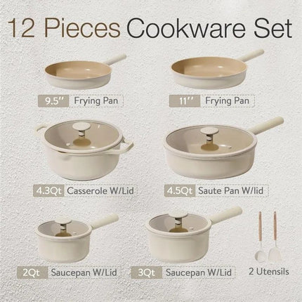 12-Piece Nonstick Ceramic Cookware Set - Wnkrs