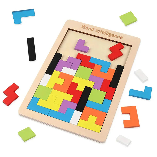 Puzzle Tangram en bois coloré : un divertissement éducatif pour les enfants agités