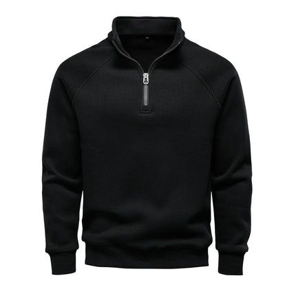 European And American Half Zipper Sweater Stand-up Collar All-match Fleece Men's Sweater Top