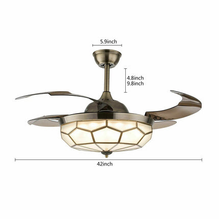 42" LED Tiffany-Style Retractable Blade Ceiling Fan & Chandelier - Wnkrs