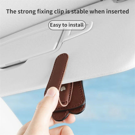 Multi-Functional Leather Car Visor Clip for Sunglasses and Cards - Wnkrs