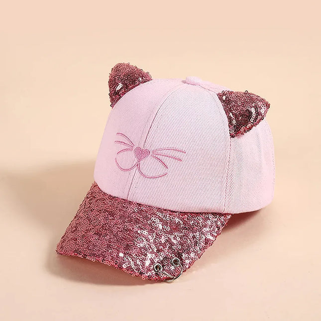 Casquette de baseball pour enfants avec broderie de chat coréen