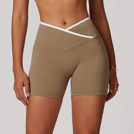 Short de yoga et de sport taille haute pour femme avec taille en V