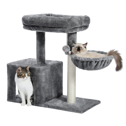 Arbre à chat de 70 pouces avec griffoirs en sisal, hamac confortable et grand perchoir pour chats d'intérieur actifs