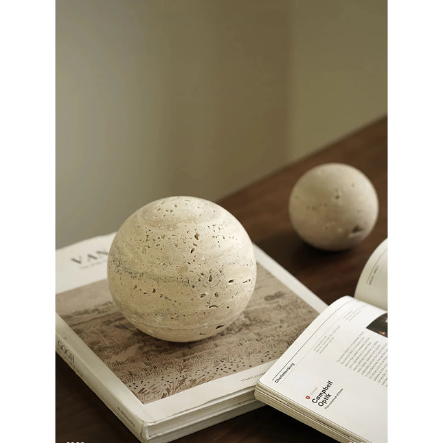 Vintage Travertine Marble Sphere for Home Decoration