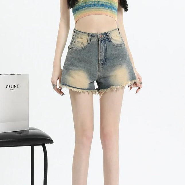 Short en jean taille haute vintage