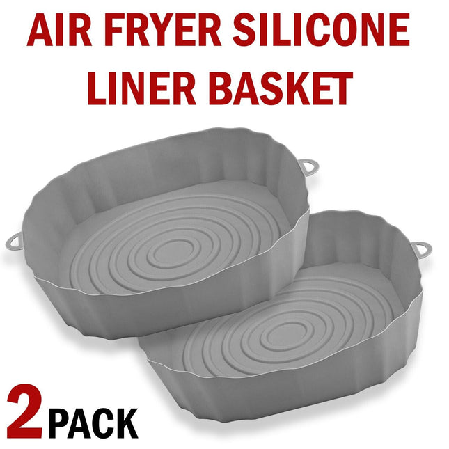 2 PCS Air Fryer Silicone Liners Reusable Air Fryer Silicone Pot Baking Tray Mat - Wnkrs