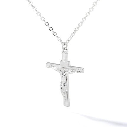 Jesus Cross Pendant Necklace for Women & Men - Gothic Stainless Steel Retro Punk Rock Charm