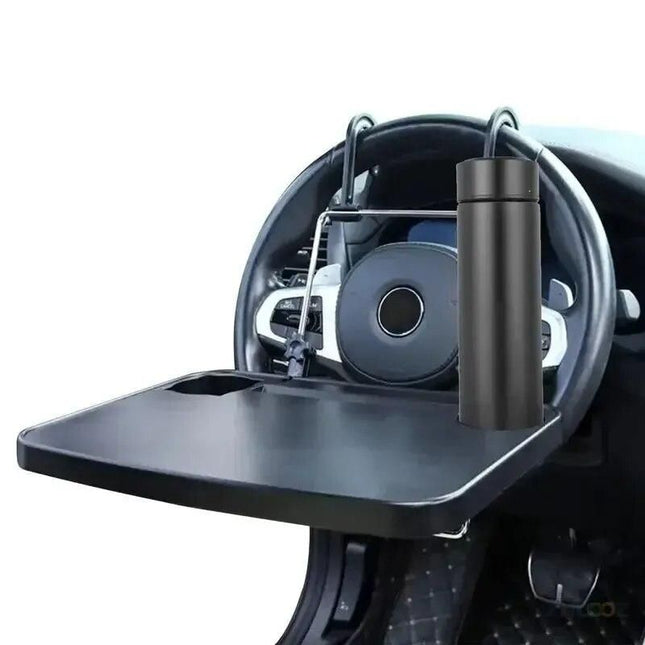 Foldable Car Steering Wheel Desk with Cup Holder and Laptop Tray - Wnkrs