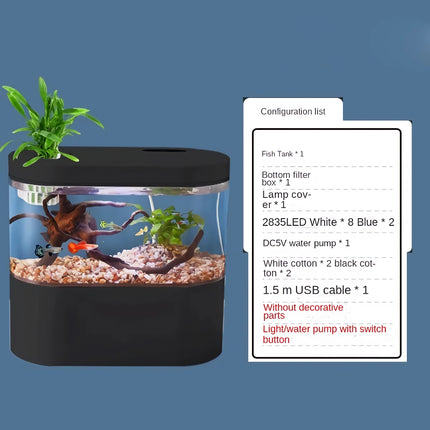 Mini aquarium à circulation automatique pour poissons rouges - Aquarium de table écologique