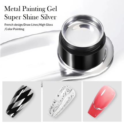 Esmalte de uñas en gel metalizado Super Silver de 5 ml