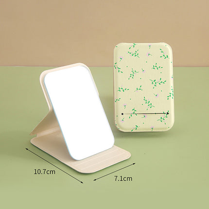 Espejo de maquillaje plegable con forma de flor, espejo de bolsillo portátil, espejo de maquillaje rectangular para mujer, espejo de tocador de mano