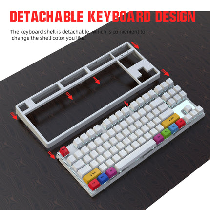 87-Key Wired Mechanical Keyboard with ABS Keycaps, Hot-Swappable Silent Red Switches, and White Backlight for Office and Gaming