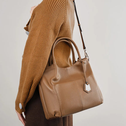 Sac fourre-tout décontracté en cuir véritable pour femme