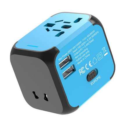 Adaptateur de voyage universel avec deux ports de chargement USB et indicateur LED